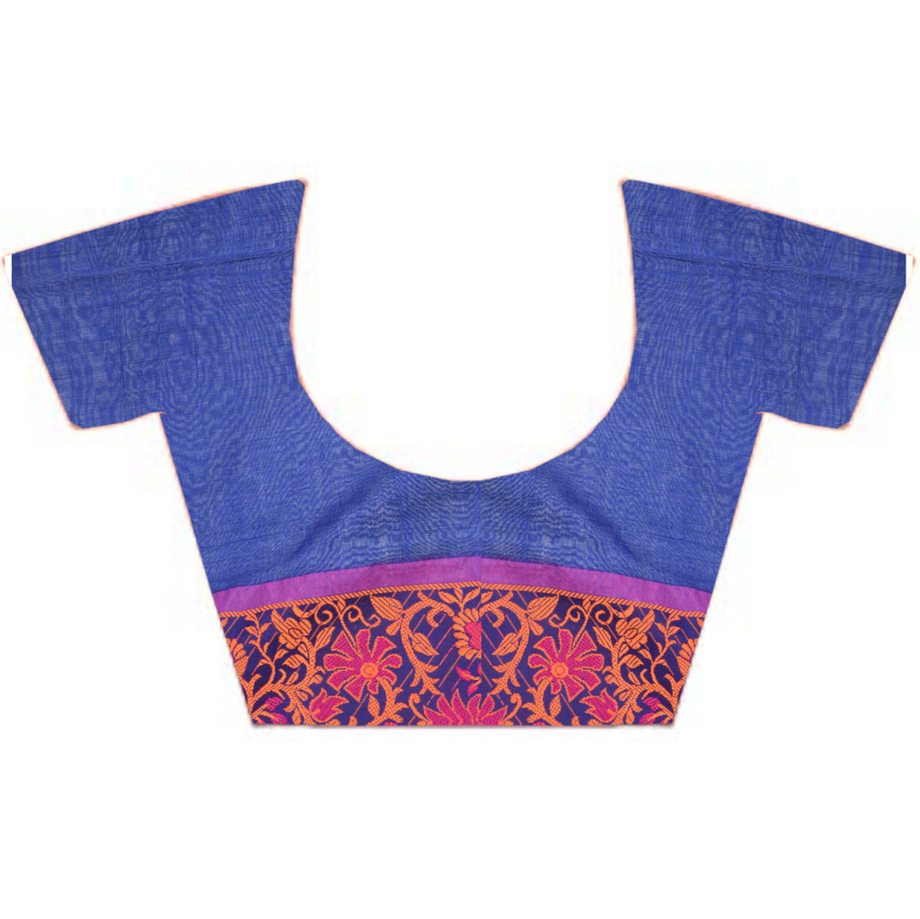 Blue Pure Cotton Begompuri_Hand Hand Loom Saree (670)